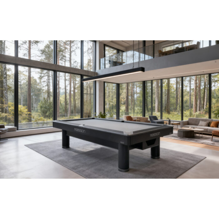 9' iron man pool table black